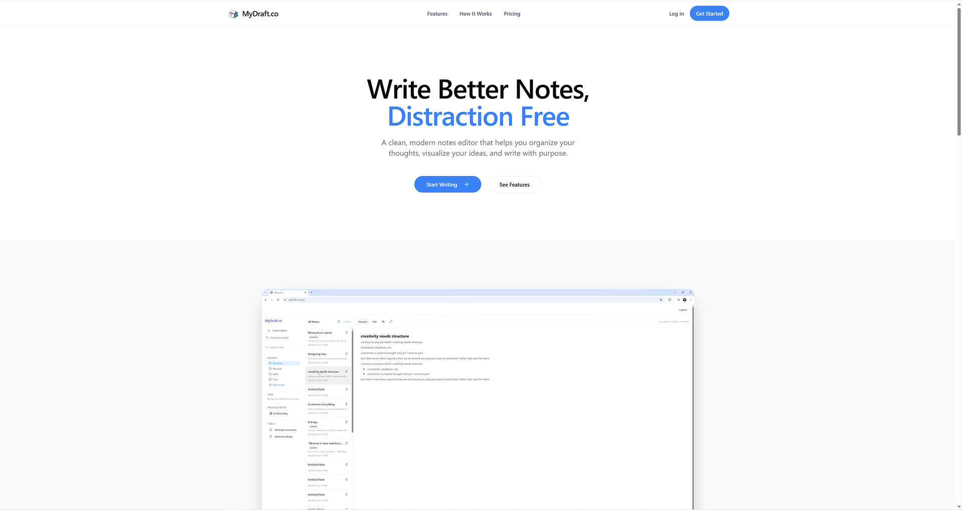 MyDraft.co screenshot